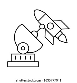 antena satellite communication with rocket vector illustration design