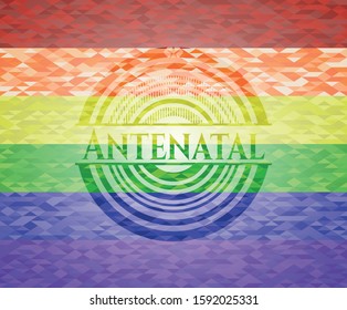 Antenatal emblem on mosaic background with the colors of the LGBT flag