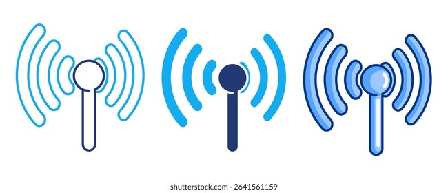 Antenna 3d icon vector style for communication user interface Blue, Dualline, Dualtone style.