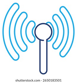 Estilo vetorial do ícone da Antena 3d para comunicação da interface do usuário Estilo de Linha Dupla.