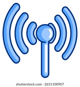 Estilo vetorial do ícone 3d da antena para a interface do usuário de comunicação Estilo azul.