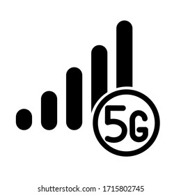 
 Antenna 5g internet connection. Internet connection divisions on the phone. 5g technology. Simple vector icon.