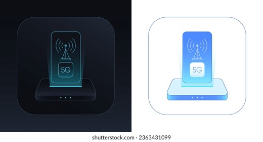 Antenna 5G and signal station. 5G cellular tower with broadband connection. Broadcast station with fast 5G mobile network technology. Wireless internet hotspot and access point. Vector illustration