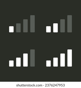 Icono de barras de antena aislado en el fondo oscuro. Símbolo de señal moderno, simple, vector, icono para el diseño de sitios web, aplicación móvil, ui. Ilustración vectorial