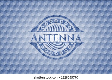 Antenna blue badge with geometric pattern.