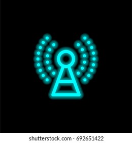 Antenna blue glowing neon ui ux icon. Glowing sign logo vector