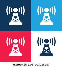 Antenna blue and red four color minimal icon set