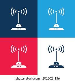 Antenna blue and red four color minimal icon set