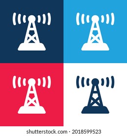 Antenna blue and red four color minimal icon set