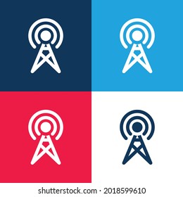 Antenna blue and red four color minimal icon set