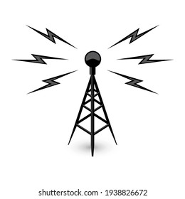 Antenna - broadcast tower icon with lightning