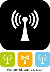 Antenna broadcasting radio signal - Vector icon isolated