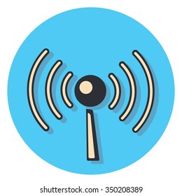 antenna circle icon with shadow
