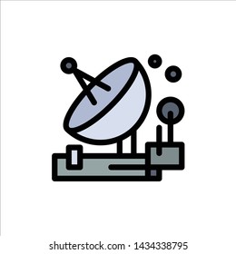 Antenna, Communication, Parabolic, Satellite, Space  Flat Color Icon. Vector icon banner Template