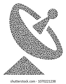 Antenna composition of small circles in various sizes and color tinges. Dots are composed into antenna vector collage. Dotted vector design concept.