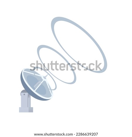Antenna. Connection of a parabolic antenna, vector illustration