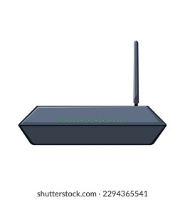 antenna dsl modem cartoon. connection ethernet, network wireless antenna dsl modem sign. isolated symbol vector illustration