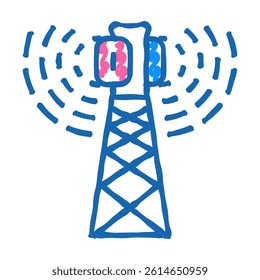 antenna electromagnetic doodle icon sketch vector. antenna electromagnetic sign. isolated symbol illustration