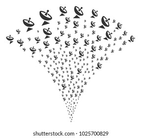 Antenna fireworks fountain. Vector illustration style is flat iconic symbols. Object fountain organized from random icons as antenna fireworks.