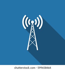 Antenna flat icon with long shadow. Vector Illustration