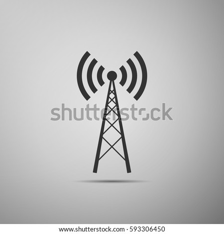 Antenna flat icon on grey background. Vector Illustration