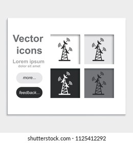 Antenna flat placed on web page template vector icon. Satellite tower illustration.