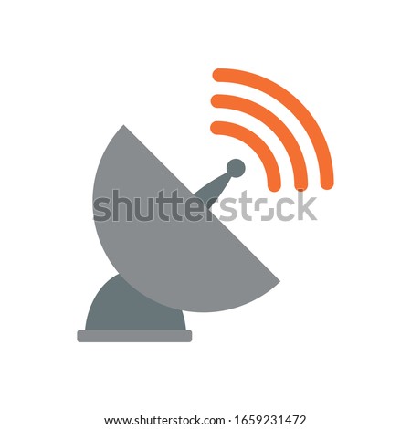 Antenna flat style icon design, Signal broadcast internet technology wireless radio communication information and satellite theme Vector illustration