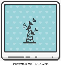Antenna flat vector icon. Satellite tower illustration.