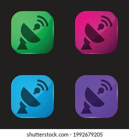 Antenna four color glass button icon