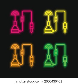 Antenna four color glowing neon vector icon