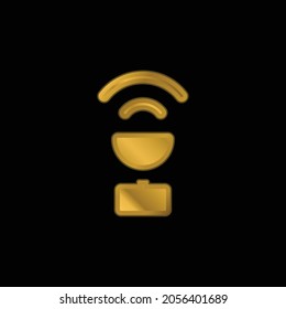 Antenna gold plated metalic icon or logo vector