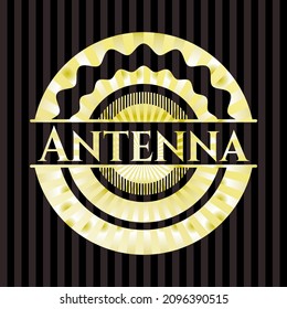 Antenna gold shiny emblem. Vector Illustration. Detailed. 