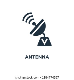 Antenna icon. Black filled vector illustration. Antenna symbol on white background. Can be used in web and mobile.