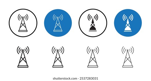 Ícone de antena Conjunto de logotipo de vetor de arte de linha preta