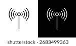 Antenna icon black and white vector outline sign