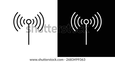 Antenna icon black and white vector outline sign