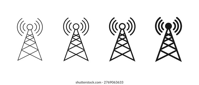Antenna icon. Broadcast tower icon concept. Radio tower with signal waves icon