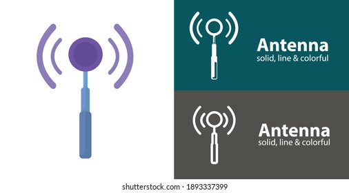 antenna icon. cellular isolated vector flat icon with technology electronics solid, line icons
