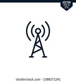 Antenna icon icon collection in outlined or line art style, editable stroke vector