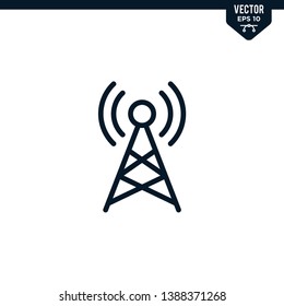 Antenna icon icon collection in outlined or line art style, editable stroke vector