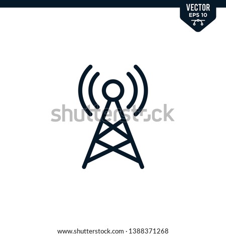 Antenna icon icon collection in outlined or line art style, editable stroke vector