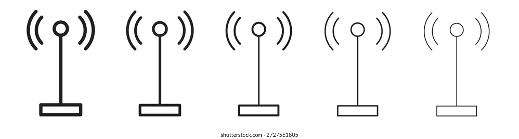 Antenna icon design in thin editable stroke style for graphic work
