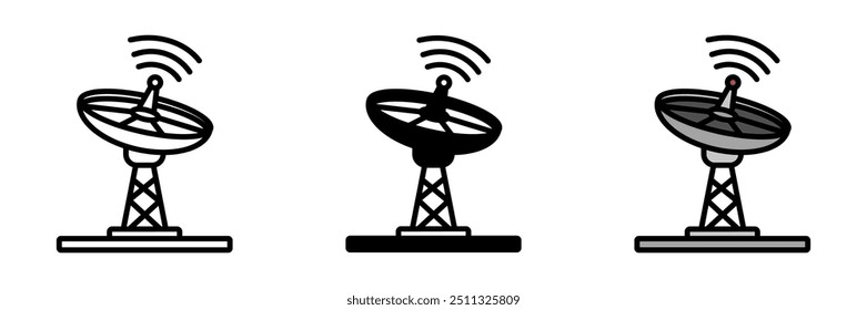 Ícone de antena, Um dispositivo usado na aviação para transmitir e receber sinais de comunicação, vital para a navegação e operações militares.