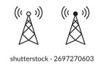Antenna icon with editable stroke and flat vector pack