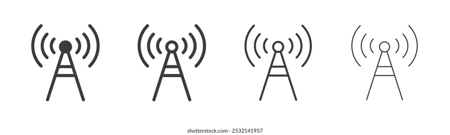 Ícone de antena em tamanhos de preenchimento e três traçados