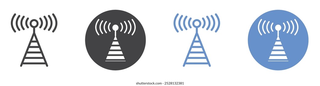 Ícone Antena Arte plana isolada em preto e branco