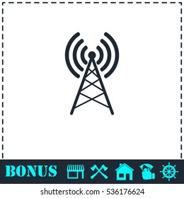Antenna icon flat. Simple vector symbol and bonus icon