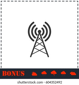 Antenna icon flat. Simple vector symbol and bonus icon