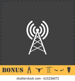 Antenna icon flat. Simple vector symbol and bonus icon