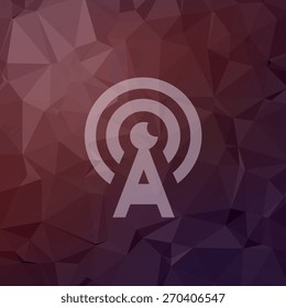 Icono de antena en estilo plano para web y móvil, moderno diseño minimalista plano. Fondo polígono abstracto de icono blanco vectorial. ...
